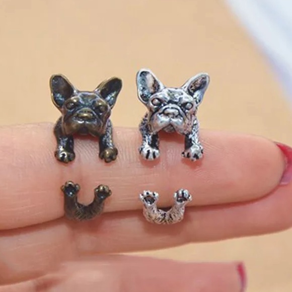 {DOTTIE} sterling silver dog wrap ring silver color only - Picture 2 of 5